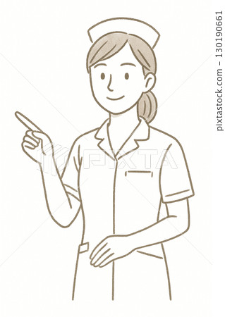 Illustration of a female nurse explaining (trustworthiness) 130190661