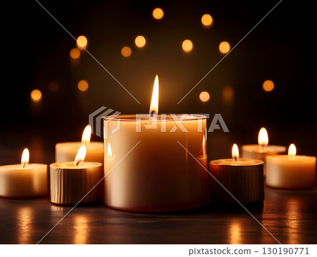 深色背景下的優雅燭光（帶有複製空間） 130190771