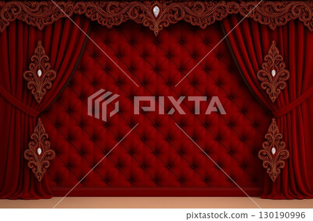 採用深紅色絎縫和巴洛克裝飾的奢華設計 130190996