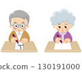 Elderly people writing on paper condolence envelopes 130191000