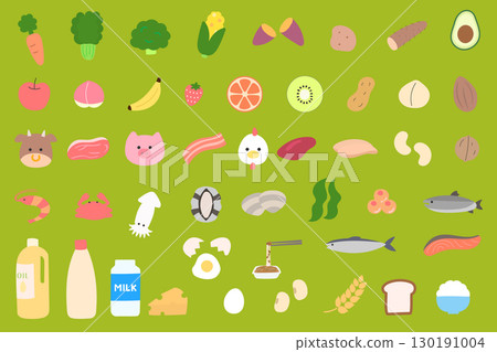 可愛的食物平面圖示插圖集 可愛的食物平面圖示插圖集 130191004
