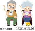 Senior generation relaxing while sitting in a chair and drinking coffee 130191386