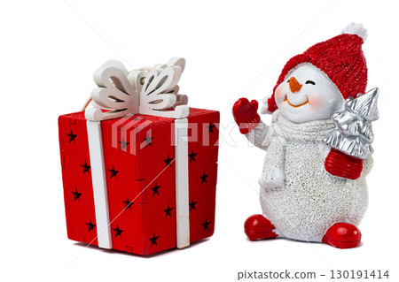 funny christmas snowman isolated 130191414