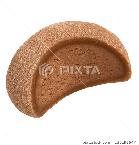 Chocolate mochi ice cream with creamy filling isolated on white background 130191647