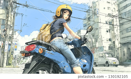 女騎士騎乘的動漫風格插圖 130192105