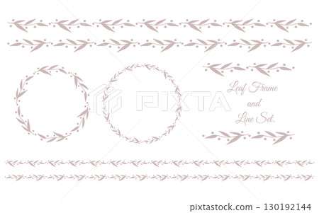 A set of hand-drawn leaf frames and lines in muted colors. A set of hand-drawn leaf frames and lines in muted colors. 130192144