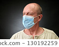Closeup portrait of a elderly man in studio wearing a facial mask 130192259