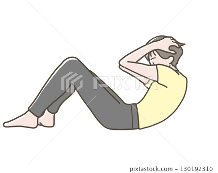 一位身穿瑜珈服的女士進行肌肉訓練的插圖 一位身穿瑜珈服的女士進行肌肉訓練的插圖 130192310