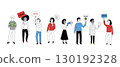 People with Vote Signs Vector Illustration 130192328
