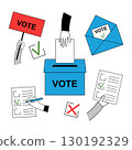 Collection of voting and election icons in flat style. 130192329