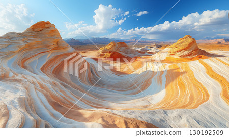 Spectacular Wavy Sandstone Formations Under a Clear 130192509