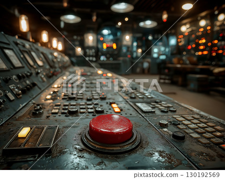 Command Core: Vintage Control Panel with Red Alert Button 130192569