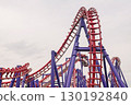 Colorful roller coaster in amusement park 130192840