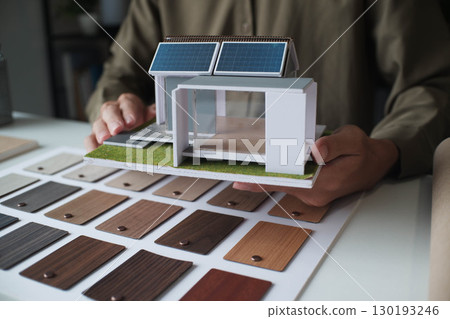 Architecture and Interior Designer man choosing interior materials. 130193246