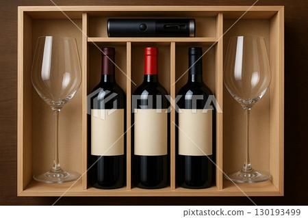 Wine Gift Set with Bottles, Glasses, and a Corkscrew Wine Gift Set with Bottles, Glasses, and a Corkscrew 130193499