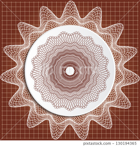 Decorative plate with an ornament on an abstract background. Vector illustration. 130194365