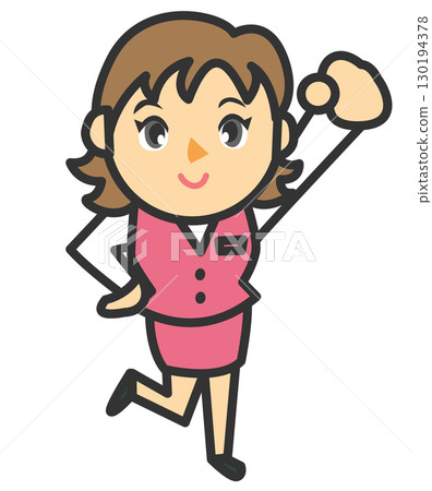 Illustration of a hard-working female employee 130194378