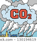 工廠煙囪排出的二氧化碳 130194619