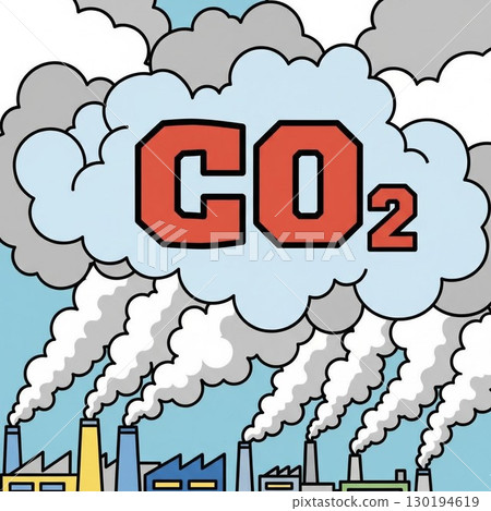 工廠煙囪排出的二氧化碳 130194619