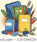 彩色文具插圖 130194629