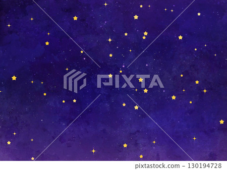 水彩風格星空插畫/紫色夜空 130194728