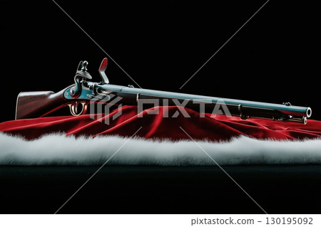 Ancient rifle, dark background 130195092