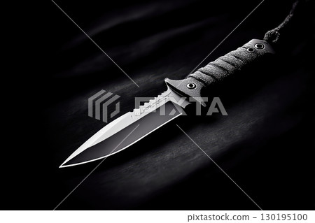 Tactical knife on a black background 130195100
