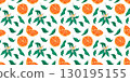 A Vibrant Citrus Pattern That Features Oranges Along with Beautiful Green Leaves 130195155
