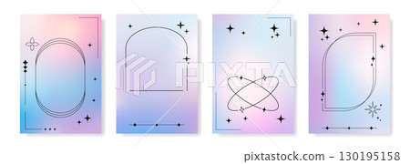 Abstract Gradient Backgrounds Featuring Beautifully Decorative Line Elements for Design 130195158