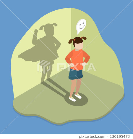 3D Isometric Flat Vector Illustration of Self Confident Kids , Empowering Kids With Positive Self Esteem 130195473