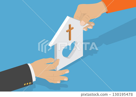 3D Isometric Flat Vector Illustration of Christianity, Christian Church Model Promotes Catholic Charitable Foundation Helping People In Need 3D Isometric Flat Vector Illustration of Christianity, Christian Church Model Promotes Catholic Charitable Foundation Helping People In Need 130195478