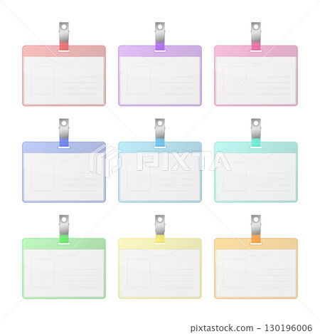 Vector Colorful ID Badge Set. Horizontal Office Name Tag Templates in Red, Blue, Green, Yellow, Orange, Turquoise. Corporate Employee Identity Card Design. Blank Lanyard Badge Icons Vector Colorful ID Badge Set. Horizontal Office Name Tag Templates in Red, Blue, Green, Yellow, Orange, Turquoise. Corporate Employee Identity Card Design. Blank Lanyard Badge Icons 130196006