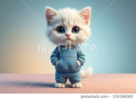 Adorable fluffy cat athlete prepared for fitness workout 130196060