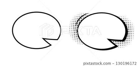 Empty comic speech bubbles with a semitone on a white background. 130196172