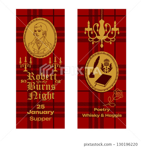 Robert Burns Night 25th January, United Kingdom Scotland background banner vintage invitation illustration on red Robert Burns Night 25th January, United Kingdom Scotland background banner vintage invitation illustration on red 130196220