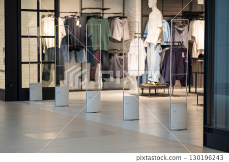Radio-frequency security gates with integrated metal detector in a clothing store Radio-frequency security gates with integrated metal detector in a clothing store 130196243