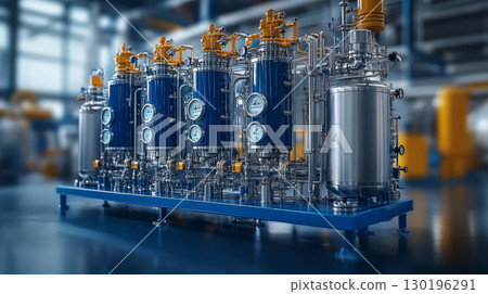 Advanced Industrial Filtration System with Pressure Gauges for Manufacturing Process 130196291