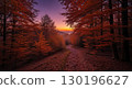 Autumn Forest Path at Sunset - Generative Ai 130196627