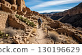 Hiker Exploring Ancient Desert Ruins - Generative Ai 130196629
