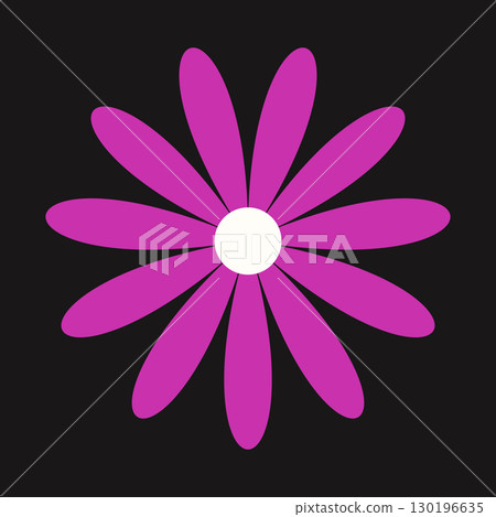 Bright purple bloom rendered in a clean, minimal style. A stylized daisy that radiates vivid charm and creative expression... Bright purple bloom rendered in a clean, minimal style. A stylized daisy that radiates vivid charm and creative expression... 130196635