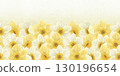 Seamless flower border of yellow, white daffodils on a gradient background with a yellow tint. Handmade digital illustration, watercolor, pastel. 130196654