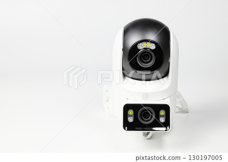 Modern White, wireless wi-fi IP cameras, CCTV Cameras for security isolated on a white background. 130197005
