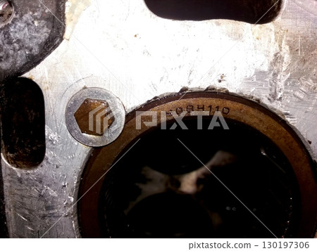 Details of Bearing Installation in Mechanical Unit Housing With Visible Markings and Components 130197306