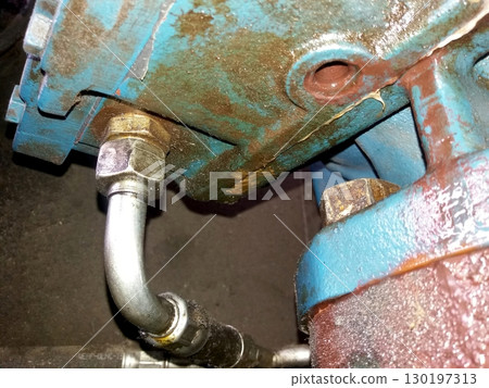 Compression Head Housing Component Revealing Rust and Wear in Industrial Machinery Setting 130197313