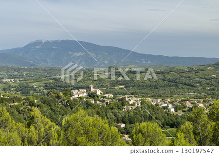 Vinsobres dominating the valley in Drome, France, under Mont Ventoux Vinsobres dominating the valley in Drome, France, under Mont Ventoux 130197547