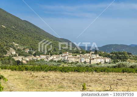Venterol village nestled in the Drome Valley, Auvergne Rhone Alpes, France, showcasing picturesque landscape Venterol village nestled in the Drome Valley, Auvergne Rhone Alpes, France, showcasing picturesque landscape 130197550