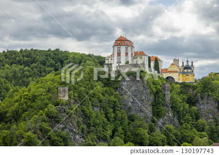 Vranov nad Dyji Chateau dominating the landscape in Czechia 130197743