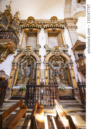 Ornate Altars and Pews inside Monastery of Saint Michael of Refojos, Cabeceiras de Basto, Portugal 130197787