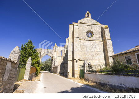 Ruins of San Anton Monastery rising over Camino de Santiago in Castrojeriz, Spain 130197795