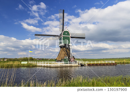 Traditional Dutch Windmill in Groot Ammers Showing Support for Ukraine Traditional Dutch Windmill in Groot Ammers Showing Support for Ukraine 130197900
